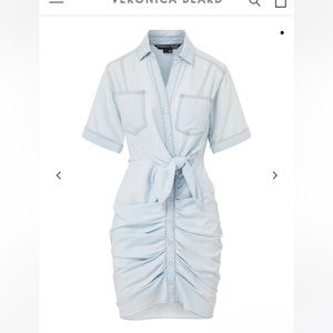 Veronica Beard Hensley Ruched Chambray Dress